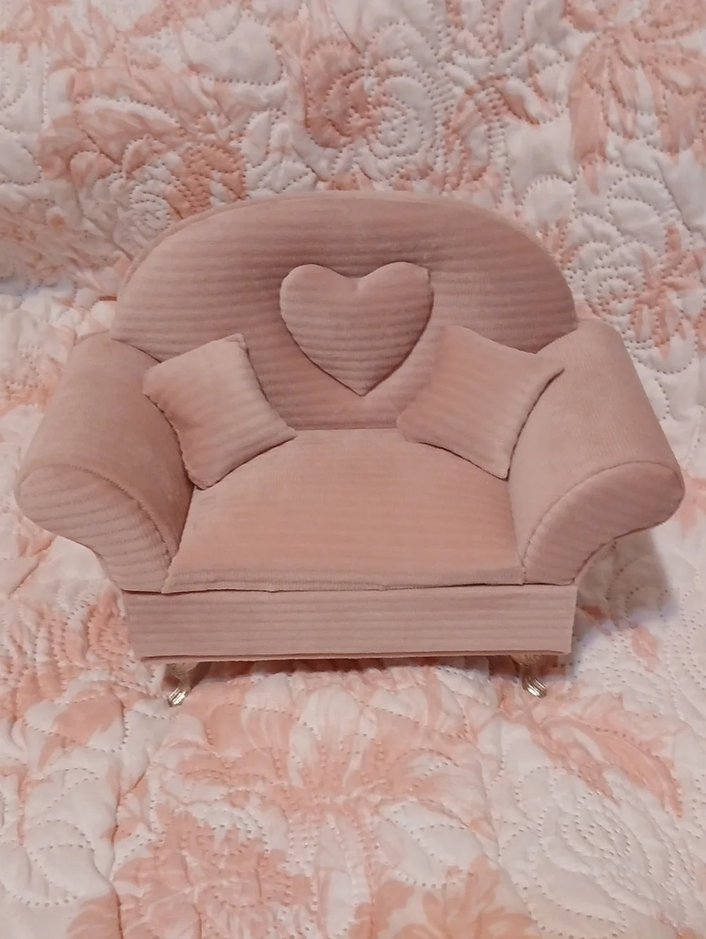 Pink Heart Accent Mini Sofa - Plush Home Accent/jewelry Box